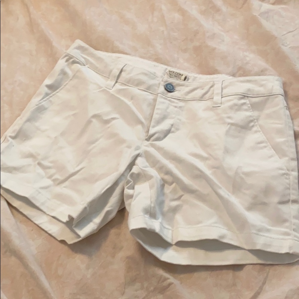 White Volcom Shorts Size 1 Non Stretch Worn